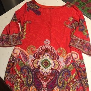 Ronni Nicole Paisley Dress 3/4 sleeve vibrant fun